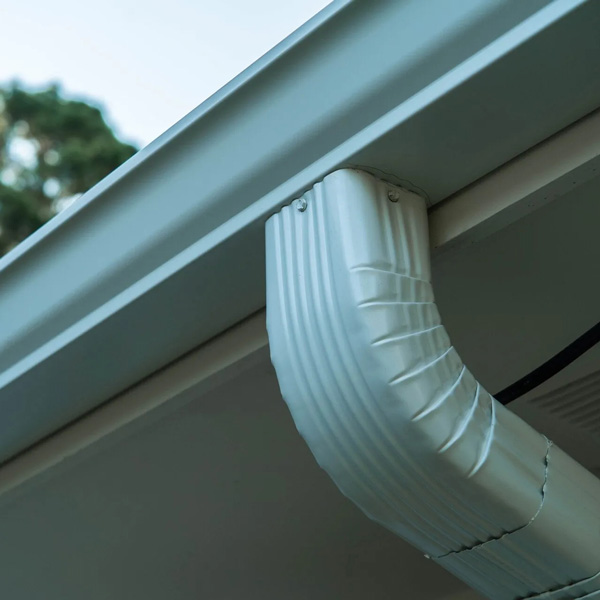white seamless gutter and downspout
